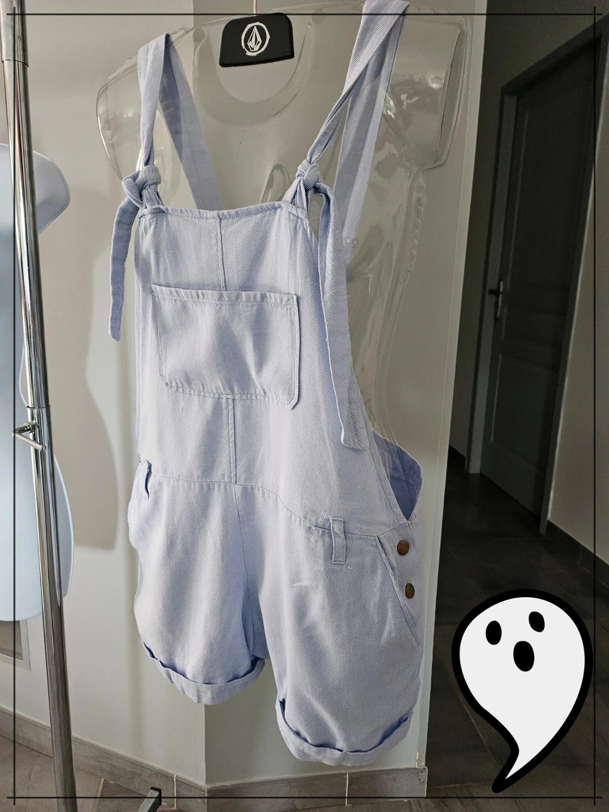 light blue and white striped hand-made combi short – photo 2